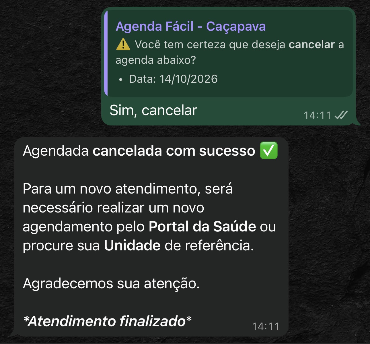 Sim, cancelar