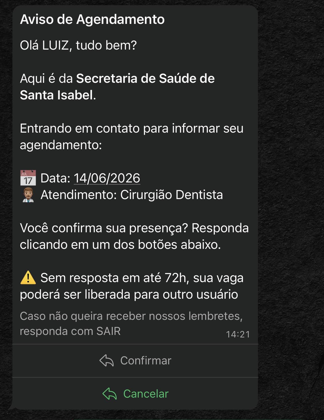 Lembrete com documentos