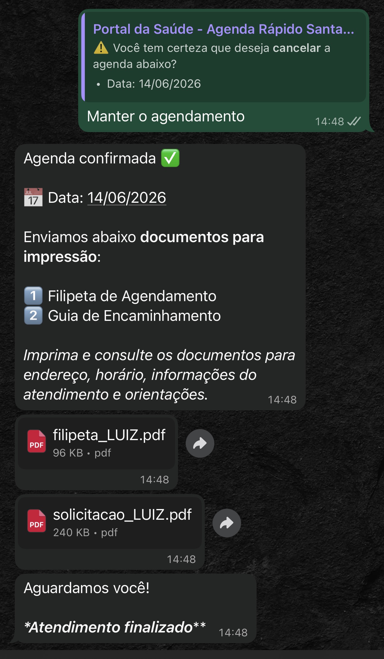 Manter agendamento